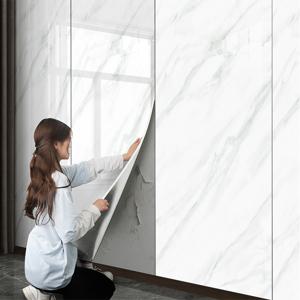 TEMU AOSOM 2롤 60x300cm 붙이는 타일 시트지 자체 접착 방수 벽지 스티커，대리석 무늬 벽 스티커, 주방 벽지 데칼, 가구 리모델링용 자체 접착식 스티커 - 광택 있는 대리석 패턴, 오일 방지 주방 백스플래시 스티커, 욕실,주방,캐비닛, 카운터탑 및 벽용, DIY가능 자르기 및 적용이 용이함