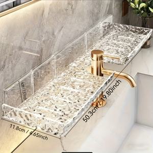 TEMU 투명 아크릴 벽걸이 선반 - 드릴 없이 설치하여 공간 절약, 욕실 및 거실의 현대적인 수납에 적합, 세면도구, 책 및 식물을 보관 가능, 드릴 없이 간편하게 설치, 샤워실을 위한 공간을 절약하는 수납의 미친 아이디어