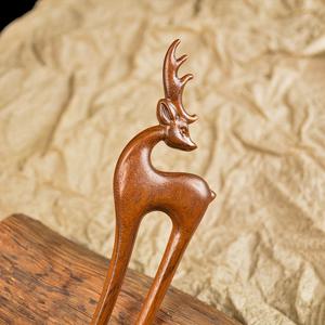 TEMU 황금 샌달우드 사슴 머리핀 U자형 빗 클래식 업두 선물, 일상용 치파오 한푸 짧은 헤어스타일을 위한 중국 스타일 매화사슴 U자형 헤어핀