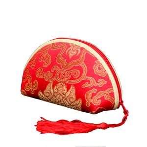 TEMU 브로케이드 원보우 지퍼 코인 파스와 술 장식 캔디 박스 스타일 주화 가방