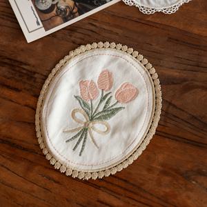 TEMU 자수 레이스 속이 빈 코스터