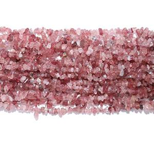 TEMU ASVRAI U 딸기 쿼츠 칩 비즈, 3-8mm 불규칙 자유형 자갈, DIY 주얼리 만들기 및 팔찌용 천연 돌 루즈 라운드 비즈, 길이 16인치, 팔찌 만들기용 비즈