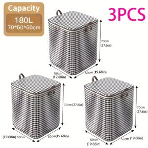 TEMU 3개 대형 헤비듀티 두꺼운 보관함 (천 뚜껑 포함) - XL 47.55 갤런, 이사, 여행, 정리용 - 방습 대용량 보관 트렁크, 옷장, 이사 바구니, 트렁크