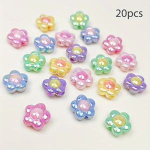 TEMU 20개 세트 화려한 스위트 아크릴 꽃 비즈 - 눈부신 컬러 블록 디자인 - DIY 팔찌, 목걸이, 귀걸이 등에 이상적 - 다양한 종류로 상상력을 불러일으키세요