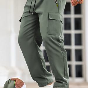 TEMU 남성 여름용 얇은 카고 바지, 허리, 멀티, 레터 지퍼 남성 레그 팬츠, 사이클링 스포츠 러닝 남성 카고 레그 팬츠