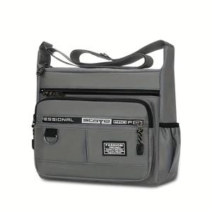 TEMU 남성용 싱글 숄더 나일론 가방, 옥스포드 천 캐주얼 여행용 크로스바디 백, 트렌디 학생 가방 [지퍼 풀 방향 랜덤, 패브릭 레터 랜덤]