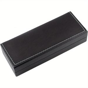 TEMU 1개 블랙 PU 가죽 펜 선물 상자 - 볼펜 & 만년필용 우아한 직사각형 디스플레이 케이스, 남녀공용 스티치 가장자리, 비즈니스 오피스 학교 용품, 고품질 스티칭 디테일의 싱글 펜 오거나이저