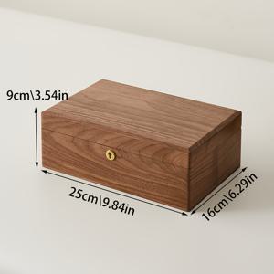 TEMU 1개 호두나무 다기능 보관함 (잠금장치 및 뚜껑 포함), 고체목재 데스크탑 보관함, 나무 상자, 펜, 연필, 보석, 화장품, 보석 보관함, 데스크탑 문구류 보관함 (두 가지 사이즈), 보석함