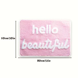 TEMU 1개, 헬로우 뷰티풀 미끄럼 방지 욕실 매트, 연분홍색 귀여운 샤워 룸 카펫 