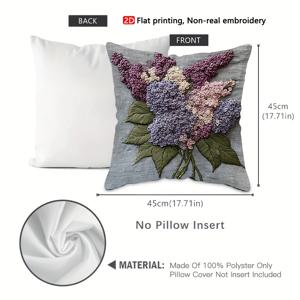 TEMU 1개 TOPSSCTR 빈티지 라일락 부케 스로우 베개 커버 - 부드러운 라일락 꽃, 지퍼형 쿠션 커버, 소파 침대 장식용, 세탁 가능한 폴리에스터 커버 (내부 쿠션 미포함), 2D 평면 디자인