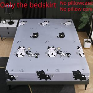 TEMU 고양이 패턴이 있는 피트 시트, 베개커버 및 베개 미포함. 심플하고 스타일리시한 디자인으로 침실, 게스트룸, 기숙사에 적합. 이상적인 선물