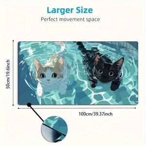 TEMU 1대형 게이밍 마우스 패드 - 장난기 넘치는 수영장 장면과 두 마리 고양이 디자인, 미끄럼 방지 및 세탁 가능한 고무 베이스, 오피스용 대형 데스크 매트, 컴퓨터 데코 액세서리, 얼룩 방지 게이밍 마우스 패드, 게이머를 위한 이상적인 선물, 스타일리시한 오피스 데스크 데코 및 스터디 액세서리