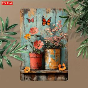 TEMU 꽃과 나비가 돋보이는 생생한 예술 작품, 나무 간판, 그리고 소박한 화분 디자인으로 집, 바, 카페, 농가 장식에 완벽하며 크기는 19.81 X 29.97 Cm (1개입)입니다.