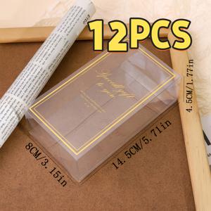 TEMU 그녀/남자의 선물, 사탕과 초콜릿을 위한 12개 PVC 상자 세트, 스타일리시한 금박 장식 - 결혼식, 약혼, 생일 축하 행사를 위한 선물 포장으로 재사용하기에 완벽합니다.