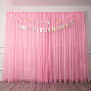 TEMU 2개, 소프트 핑크 파티 배경막 (로드 포켓 디자인), 로맨틱한 다용도 폴리에스터 시스루 원단, 웨딩 , 브라이덜 샤워, 생일파티, 아치웨이 장식, 포토부스 배경, 무대 장식용, 150×300cm, 실내외 사용 가능, 내구성 있는 재질, 수세미 드레인, 손세탁 전용, 이벤트 배경막, 결혼식 플래너 및 사진작가용