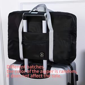 TEMU 가벼운 옥스포드 천 여행 가방 - 접이식 휴대용 여행 가방, 고정 숄더 스트랩, 지퍼 잠금, 추가 용품 포함, 대용량 휴대용 수하물 가방, 헬스장 및 주말 여행 필수품, 핑크색, 헬스장 휴대에 적합 | 접이식 디자인