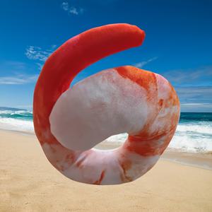 TEMU 리얼한 새우 모양 목 베개, 3D 디자인, 부드러운 폴리에스터 섬유 충전재, 오렌지색 커버 - 독특한 낮잠 의자 쿠션