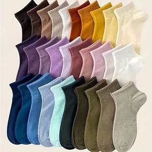 TEMU 20켤레 신상 커플 양말 봄/여름용, 단색, 짧은 길이, 로우컷, 미끄럼 방지, 편안하고 부드러운 보트 양말