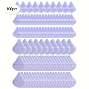 TEMU 100개 파우더 퍼프, 50개 대형 삼각 파우더 퍼프 + 50개 삼각 파우더 퍼프. 얼굴에 파우더를 가볍게 누르면 세팅 효과를 얻을 수 있습니다. 파우더 퍼프의 모서리 또는 뾰족한 코너를 사용하여 디테일을 다루세요.