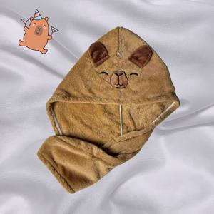 TEMU 카пи바라 산호 헤어 드라이기 타월 1개, 부드럽고 피부에 자극 없는, 흡수성 및 속건성 귀여운 헤어 드라이기 캡, 욕실용 카피바라 타월 헤어 드라이기 캡, 카피바라처럼 즐거운 삶, 고가치 및 고품질 헤어 드라이기 타월, 욕실 장식용 타월 캡, 기념품 선물, 삶의 질을 높여주는 헤어 드라이기 타월, 가정, 욕실, 여행, 해변 필수품