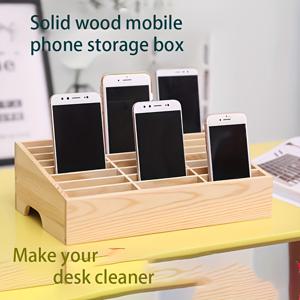 TEMU 우드 휴대폰 정리함 (데스크탑용), 회의 중 휴대폰 관리를 위해 디자인됨, 학생들이 장치 보관을 위한 다중 수납 공간 제공