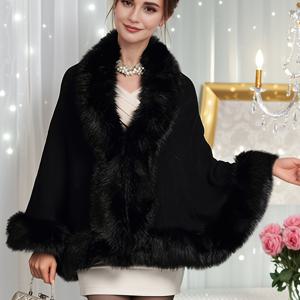 TEMU 플러스 사이즈 - 플러스 사이즈 여성용 고급 이브닝 데이트 파티 코트 (인조 여우 모양, 인조 패치워크)