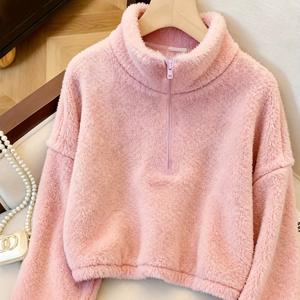 TEMU 여성용 루즈핏 활용도 높은 스탠드 칼라 풀오버 스웨트셔츠와 반바지 세트