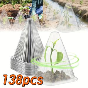 TEMU 46/92/138개 투명 재사용 가능 플라스틱 식물 보호 커버 - 내구성 강한 정원 콘 & 메쉬 쉴드, 서리, 새, 달팽이 방지, 모종, 소형 식물, 잔디 관리용 겨울 커버 (간편 조립)