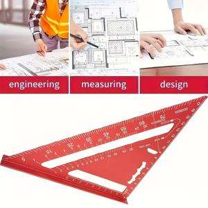 TEMU 7인치 정밀 알루미늄 삼각자 - 레드 목수용 각도기, 미터법 세트 스퀘어, 목공, DIY, 전문가용 각도기, 홈 데코 및 디자인 프로젝트, 액세서리 도구 세트, 고품질 각도자, 측정 도구, 컴팩트 디자인,사각 자