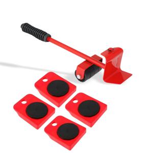 TEMU Wixzor 5피스 헤비듀티 가구 이동 키트 (4륜 리프팅 도구 & 레버 포함) - 360° 회전 롤러, 테이블, 냉장고, 캐비닛용 견고한 이동 시스템 - 플라스틱/금속 바닥 호환
