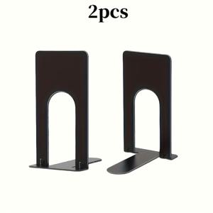 TEMU 2개입 강력 메탈 책꽂이 | 산업용 강도 책 정지 장치, 무거운 책/영화/CD용, 미끄럼 방지 받침대 & 강화 구조, 무광 블랙 선반 정리함