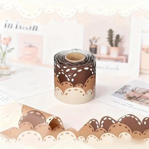 TEMU 33ft 브라운 플로럴 불렛린 보드 테두리 | 우아한 플로럴 디자인, 내구성 좋은 비닐, 공지 보드, 칠판, 교실, 사무실, 파티 장식용 디스플레이 보드 호환