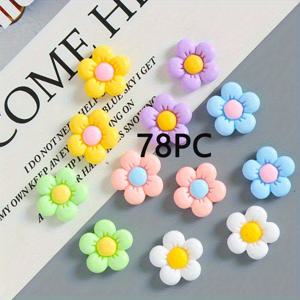 TEMU 48/78개 플랫백 레진 데이지 꽃 공예용 꽃 카보숑, 주얼리 제작, 스크랩북 장식, 혼합 색상 레진 슬라임 참 헤어 클립 폰 케이스 장식