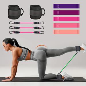 TEMU 남성용 TPE 다리 & 엉덩이 저항 밴드 (발목 커프 포함) - 홈짐용 멀티 레벨 피트니스 장비, 허벅지 & 종아리 셰이핑 트레이너, 휴대용 스트렝스 트레이닝 밴드 - 모든 피트니스 레벨에 적합