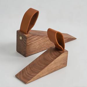 TEMU 2개 세트 고급 원목 도어 스토퍼, 높이 조절 가능한 창의적인 도어 웨지, 침실용 이동식 상단 도어 우드 범퍼 + 미끄럼 방지 패드