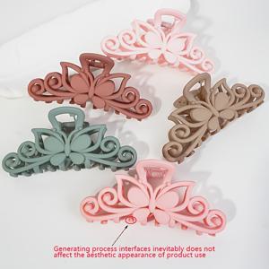 TEMU 패션 핑크 홀로우 나비 머리핀 5개 세트 - 매트 사각 머리핀 - 달콤한 캔디 컬러 프로스티드 샤크 클립 액세서리, 데일리 웨어, 캐주얼 모임, 출퇴근, 휴가, 청소, 메이크업, 의류 및 액세서리 매칭, 주얼리 클립에 적합