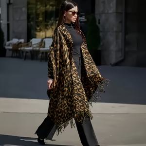 TEMU 여름/겨울용 클래식 프린트 스카프, 여성용, 방풍 및 보온, 풀 커버리지를 위한 오버사이즈