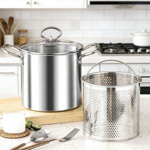 TEMU 생선 야채 튀김도 되는 파스타냄비 오뎅 냄비 304스테인리스 35L 깊은냄비 유리뚜껑 포함