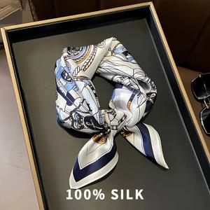 TEMU 1 100% 실크 소재 여성용 우아한 스퀘어 스카프, 우아한 스퀘어 넥 스카프, 부드럽고 통기성 우수, 캐주얼 외출용, 헤어 액세서리. 우아한 여성스러운 장식 액세서리. 여행 필수품. 선물용