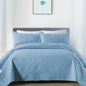 TEMU 부드럽고 통기성이 좋은 초음파 새김 원형 침대 커버 세트 여름 쿨 퀼트 (침대 커버 1개 + 베개 커버 2개