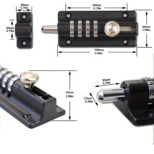 TEMU 문고리 잠금장치, 야외 울타리용 게이트 잠금장치, 4자리 조합 볼트 잠금장치, 야외 무열쇠 게이트 잠금장치, 초기화 가능한 슬라이드 볼트 잠금장치 (문, 창고, 울타리, 차고)