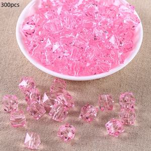 TEMU 300개 DIY 공예용 아크릴 비즈, 10mm 투명 사각형 비즈 정렬, 손수 제작된 장식 비즈, 팔찌, 목걸이, 가정 장식 프로젝트용