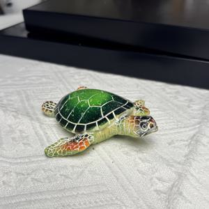 TEMU 실내 장식용 파란색-녹색 거북이 레진 장식품 1개, 데스크탑 및 현관 진열에 적합