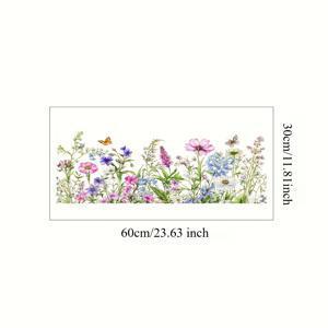 TEMU 1개 컬러 나비 꽃과 녹색 식물 정전기 창문 데칼 - 유리 스티커 - 거실 스티커 - 침실 스티커 - 발코니 창문 스티커 - 홈 데코 벽 스티커 - 탈부착 가능 PVC 양면 인쇄 스티커