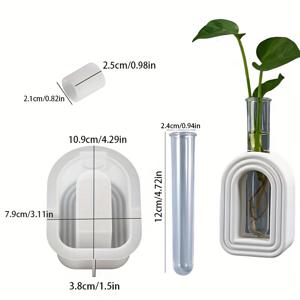 TEMU 아치형 수경 화분 실리콘 몰드 DIY 수경 시험관 플랜터 석고 주조 금형 레진 공예 홈 데코
