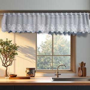 TEMU 1패널 자수 커튼 - 플로럴 레이스 디자인 100% 폴리에스터 세미시어 로드 포켓 창문 커튼, 거실/주방/침실용, 기계세탁 가능 빛 차단 홈 데코, 정교한 자수 반투명 원단