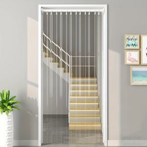 TEMU 2D 도어 커튼, 현대적 기하학 패턴 투명 도어 커튼 - 무드릴 디자인, 내구성 PVC 소재, 쉬운 세척 & 웨이브 폴드 탑으로 프라이버시 및 자연광 제공 - 다양한 방 타입에 적합, 사계절 및 휴일 장식용 거실 커튼