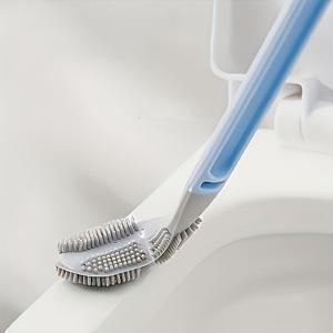 TEMU 유연한 변기 브러시, 긴 손잡이와 360도 회전 기능 - 쉬운 욕실 청소를 위한 벽걸이 디자인
