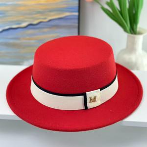 TEMU 프렌치 플랫탑 모자 사이즈 M, 가을/겨울용 빈티지 재즈 모자, 커플용 다용도 영국 스타일 페도라