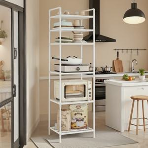 TEMU 다기능 6단 금속 수납 선반 - 조립 간편, 블랙/화이트 색상, 주방, 욕실, 거실 등 15가지 시나리오에 적합. 실용적인 
